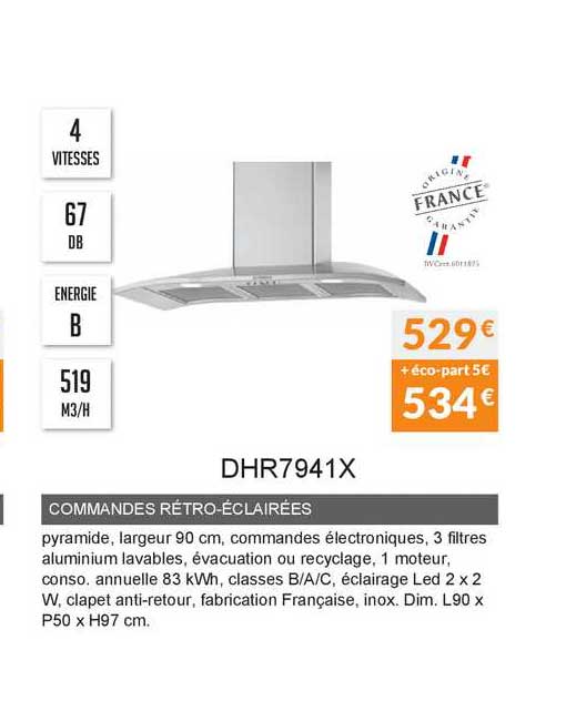 commandes rétro-éclairées dhr7941x