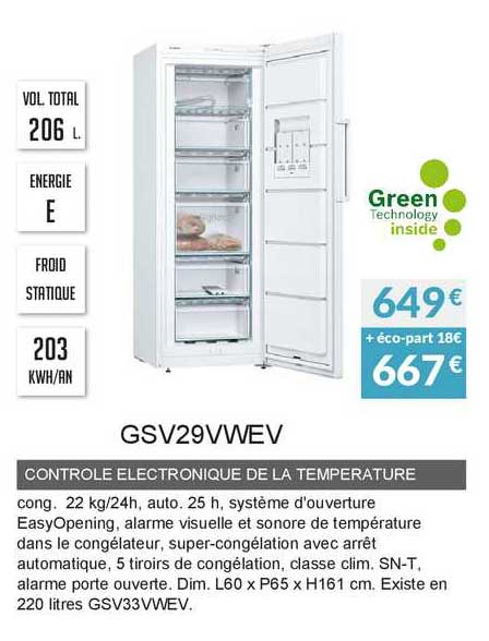 contrôle électronique de la température gsv29vwev