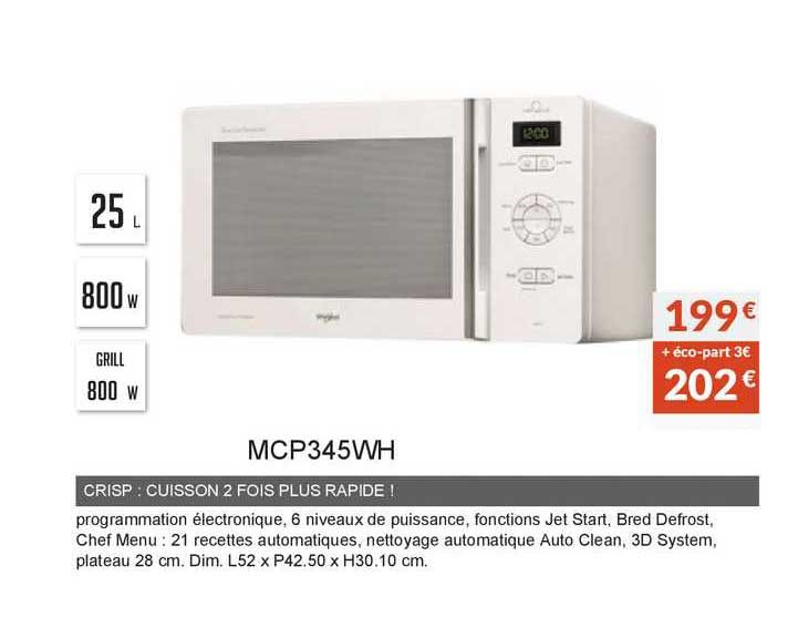 crisp : cuisson 2 fois plus rapide ! mcp345wh