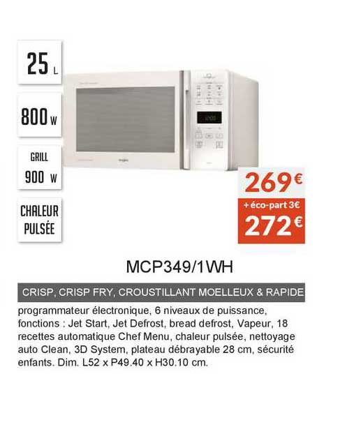 crisp crisp fry croustillant moelleux & rapide mcp349-1wh