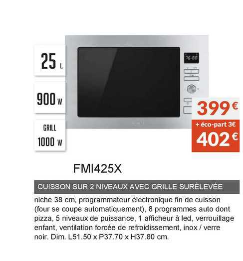 cuisson sur 2 niveaux avec grille surélevée fmi425x
