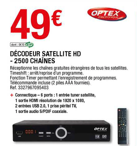 décodeur satellite hd - 2500 chaîcnes