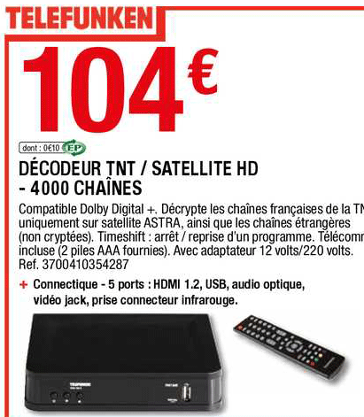décodeur tnt - satellite hd - 4000 chaînes