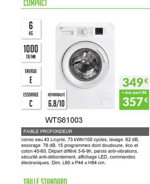 faible profondeur wts61003