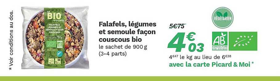 falafels, légumes et semoule façon couscous bio