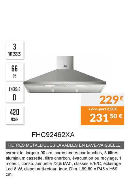 filtres métalliques lavables en lave-vaisselle fhc92462xa