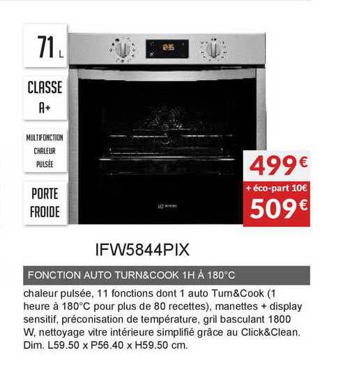 fonction auto turn&cook 1h à 180°c ifw5844pix