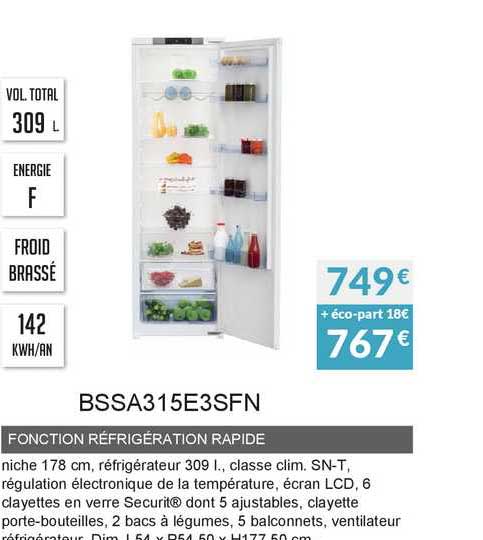 Fonction Réfrigération Rapide Bssa315e3sfn