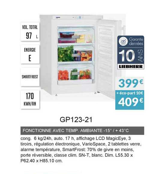 fonctionne avec temp. ambiante -15° - + 43° c gp123-21