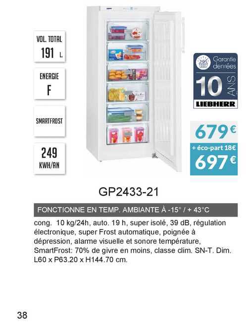 fonctionne en temp. ambiante -15° - 43°c gp2433-21