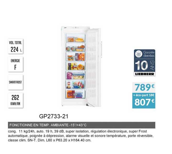 fonctionne en temp. ambiante -15°-+43°c gp2733-21