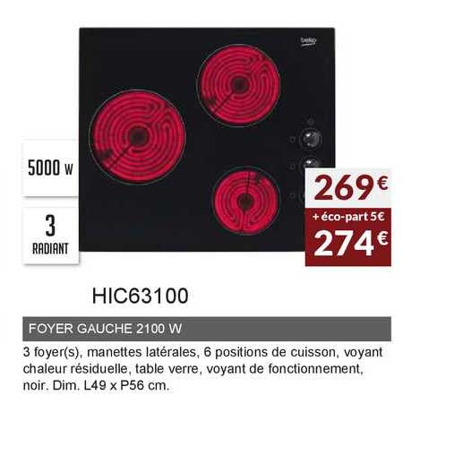 foyer gauche 2100 w hic63100