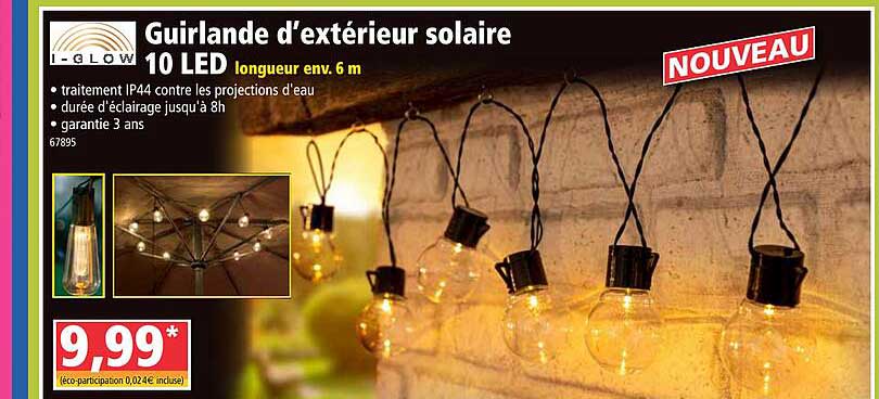 i-glow guirlande d'extérieur soalrie 10 led