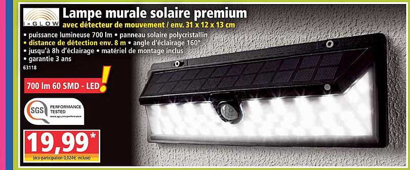 i-glow lampe murale solaire premium