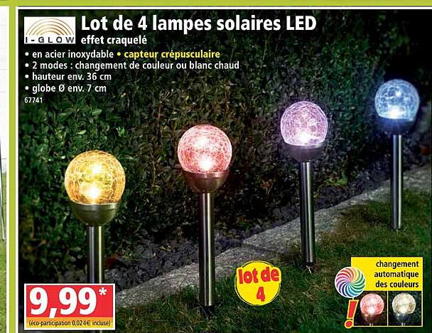 i-glow lot de 4 lampes solaires led