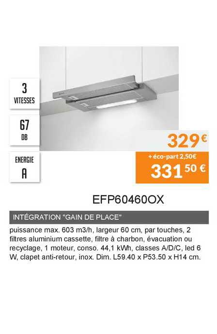intégration "gain de place" efp6046ox
