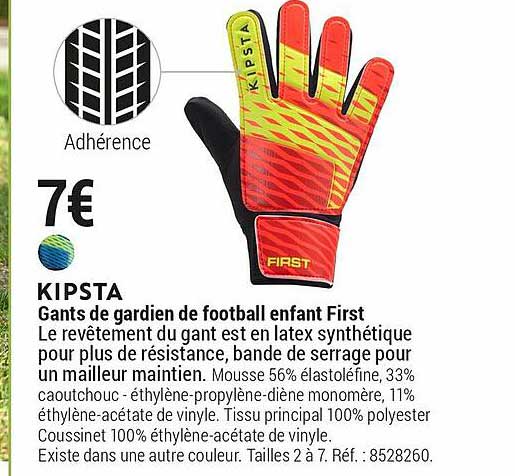 kipsta gants de gardien de football enfant first