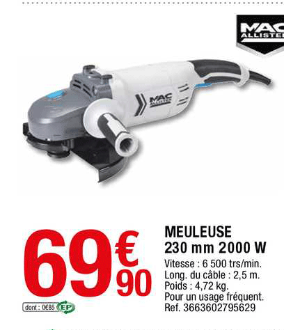 meuleuse 230 mm 2000 w mac allister