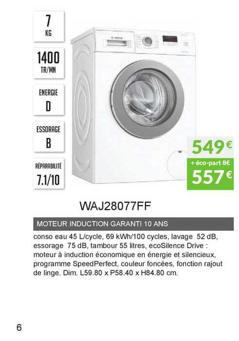 moteur induction granti 10 ans waj28077ff