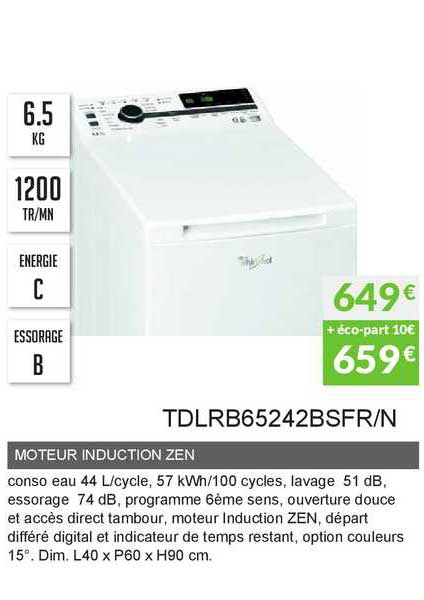 Moteur Induction Zen Tdlrb65242bsfr N