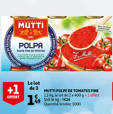 Mutti Pulpe De Tomates Fine