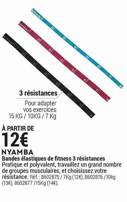 nyamba bandes élastiques de fitness 3 résistances