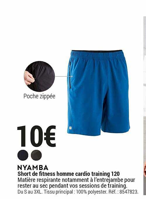 nyamba short de fitness homme cardio training 120