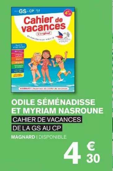 odile séménadisse et myriam nasroune - cahier de vacances de la gs au cp