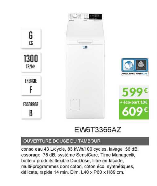 ouverture douce du tambour ew6t3366az