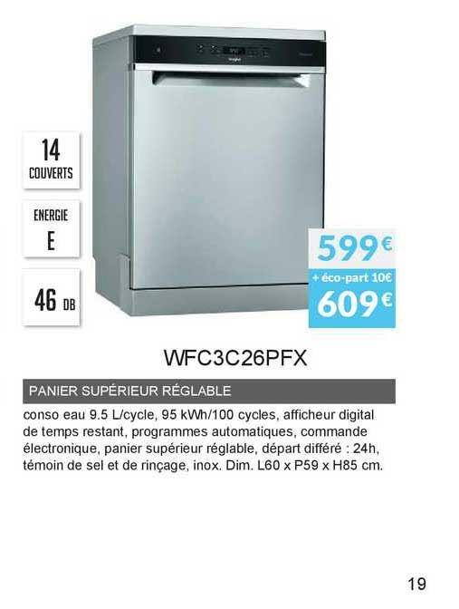 panier supérieur réglage wfc3c26pfx