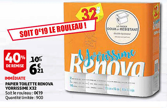 papier toilette renova yorrissime x32