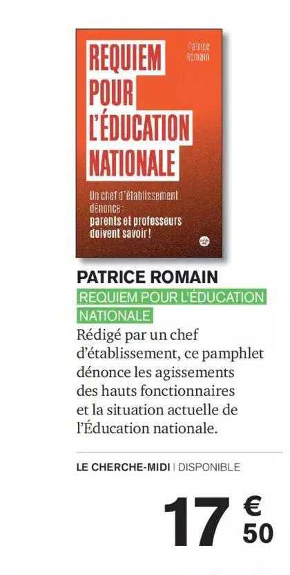 patrice romain - requiem pour l'éducation nationale
