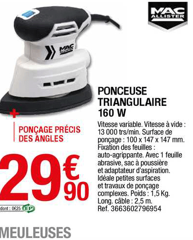 ponceuse triangulaire 160 w mac allister