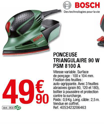ponceuse triangulaire 90 w psm 8100 a bosch