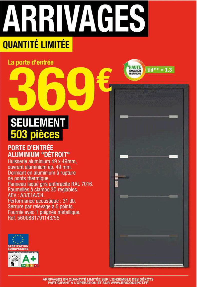 porte d'entrée aluminium "détroit"