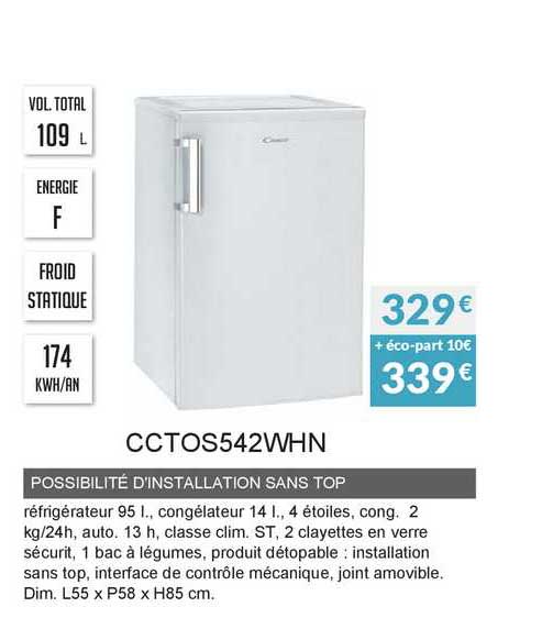 possibilité d'installation sans top cto542whn