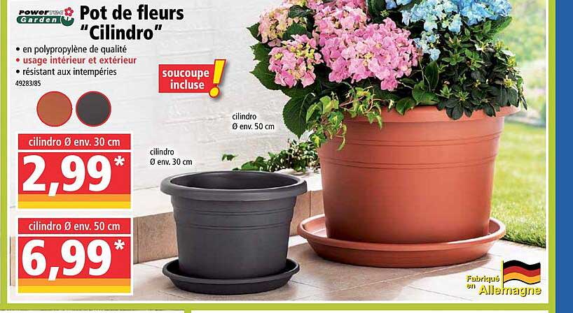 powertec garden pot de fleurs cilindro