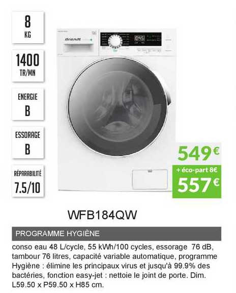 programme hygiène wf184qw