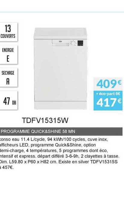 programme quick&shine 58 mn tdf15315w