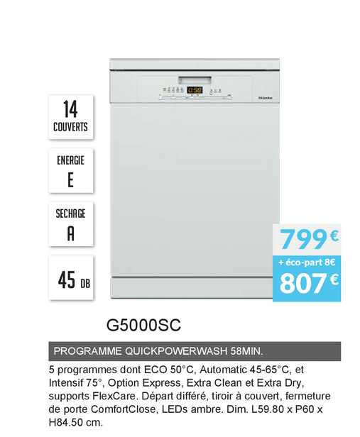 programme quickpowerwash 58min. g5000sc