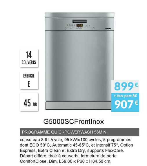 programme quickpowerwash 58min. g5000scfrontinox