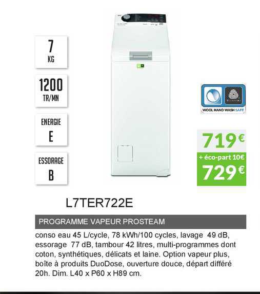 programme vapeur prosteam l7ter722e