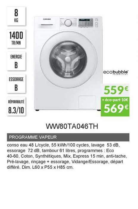 programme vapeur www80ta046th