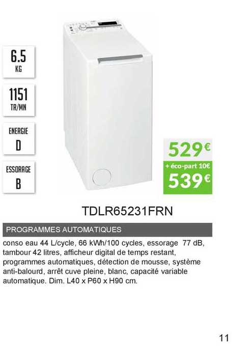 programmes automatiques tdlr65231frn