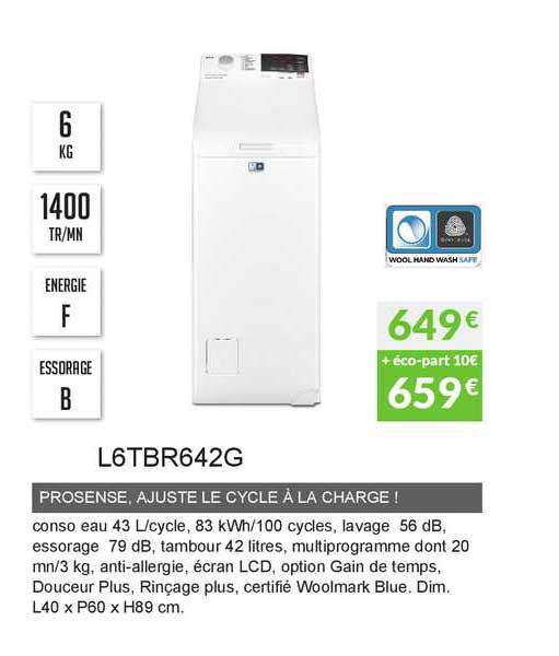 prosense ajuste cycle à la charge ! l6tbr642g