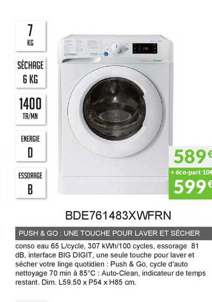 push & go : une touche pour laver et sécher bde761483xwfrn