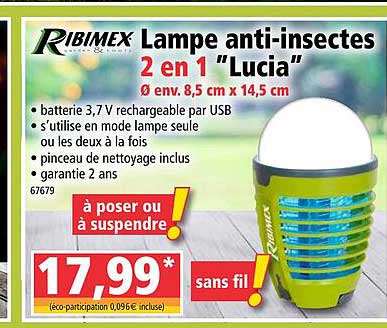 ribimew lampe anti-insectes 2 en 1 lucia