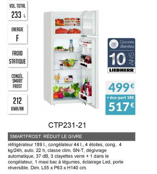 smartfrost : réduit le gibre ctp231-21