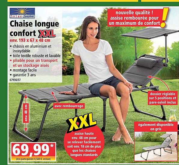 solax sunshine chaise longue confort xxl