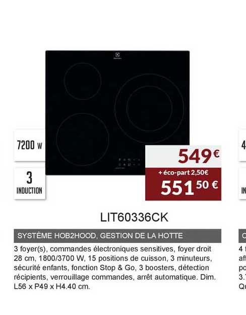 système hob2hood gestion de la hotte lit60336ck